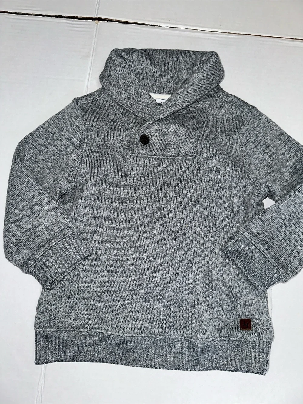 Janie and Jack Shawl Collar Sweater Gray Pullover Long Sleeve Size 2T Unisex - Picture 1 of 9